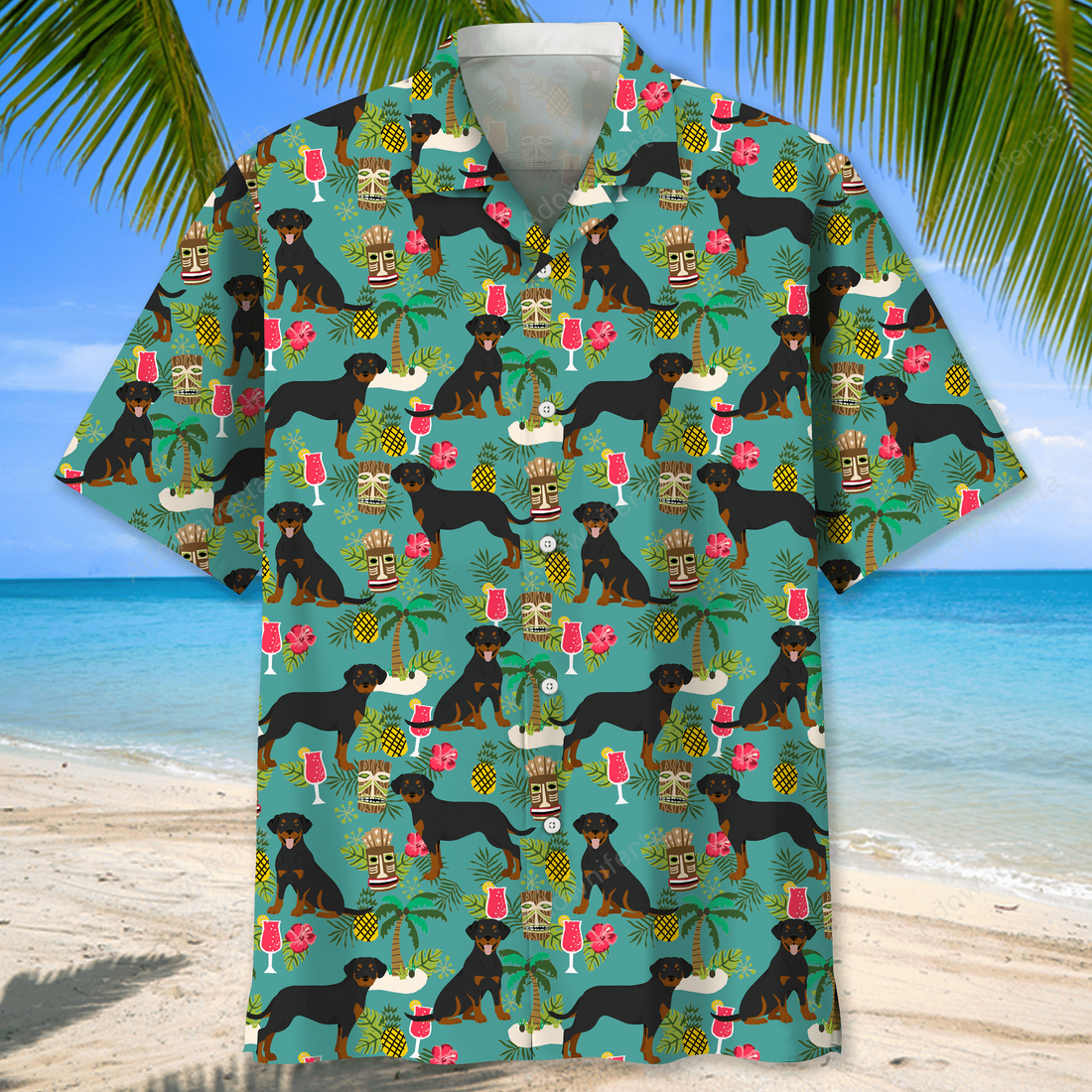 Rottweiler Hawaiian Beach Hawaiian Shirt