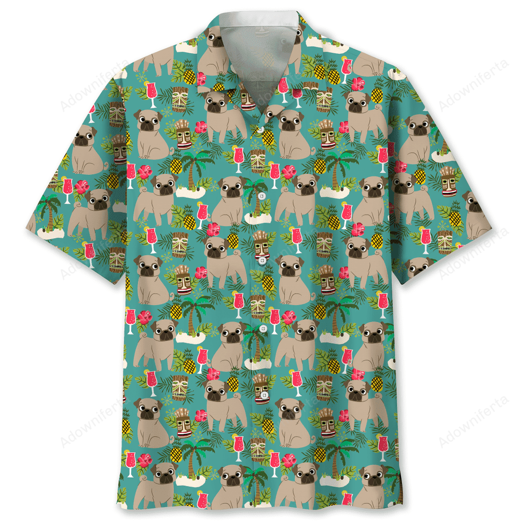 Pug Hawaiian Beach Hawaiian Shirt