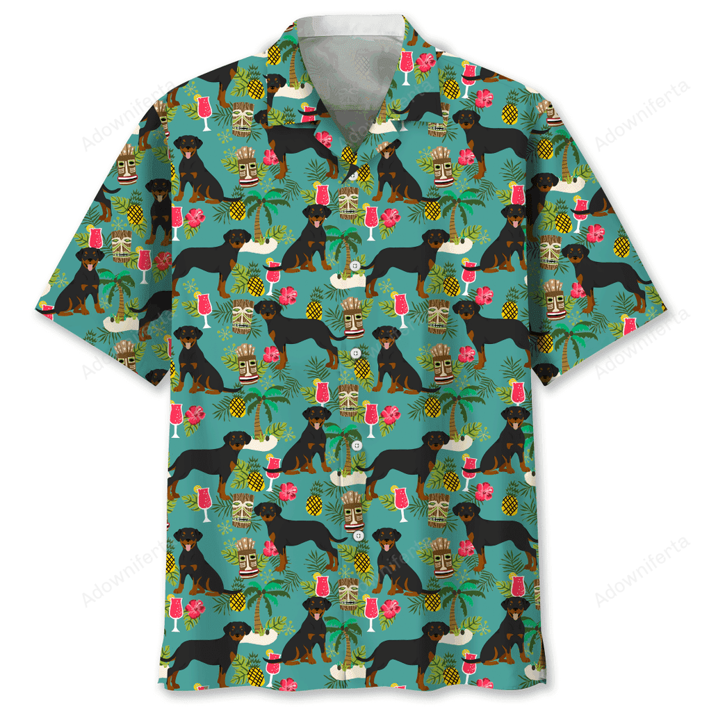 Rottweiler Hawaiian Beach Hawaiian Shirt