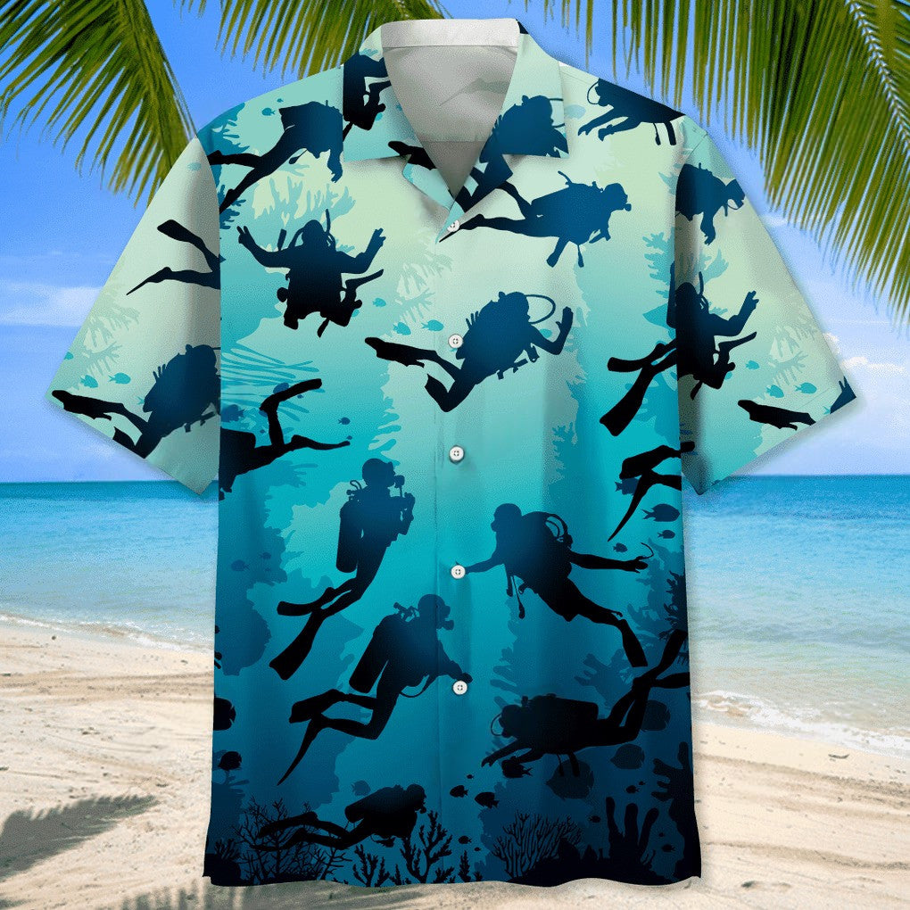 Scuba Diving Beach Hawaiian Shirt