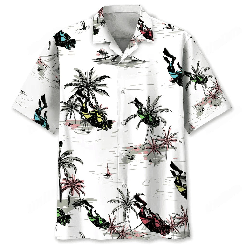 scuba diving coconut hawaiian shirt