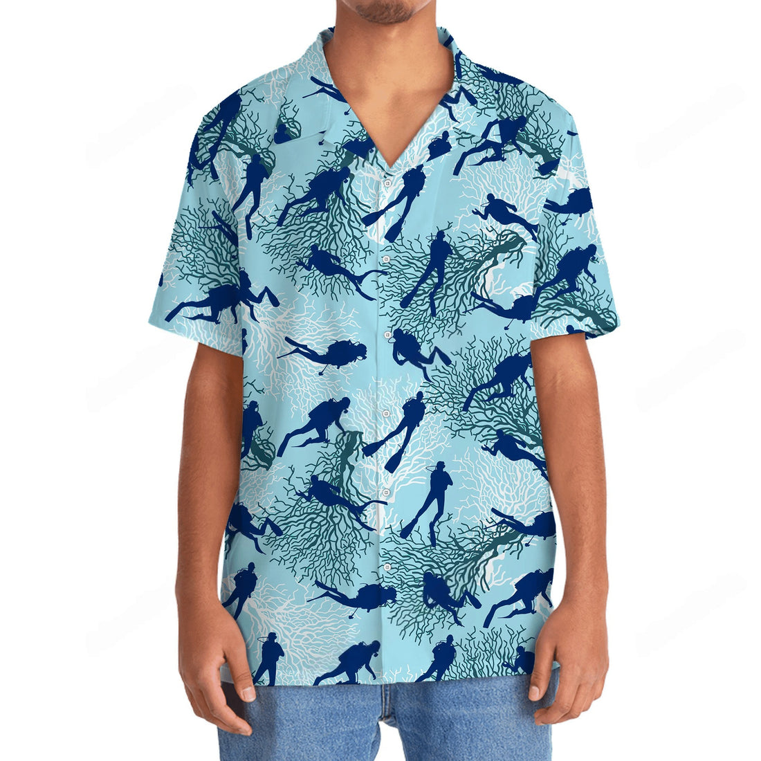 Scuba Diving Ocean Light Hawaiian Shirt