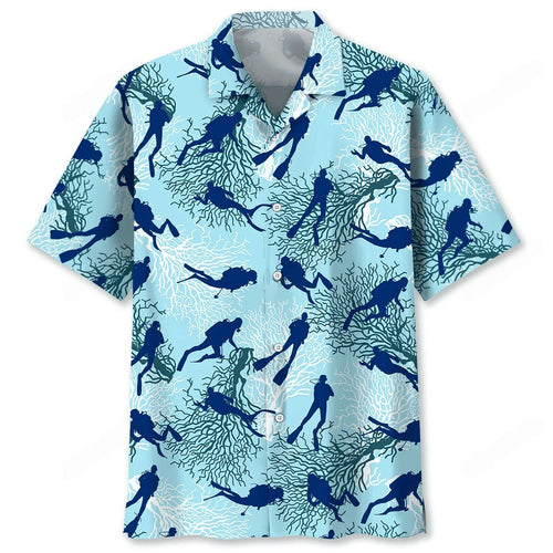 Scuba Diving Ocean Light Hawaiian Shirt